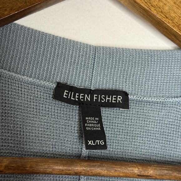 Eileen Fisher Sweater Blue XL Open Front Cardigan Silk Blend Lightweight Cozy - Picture 3 of 7